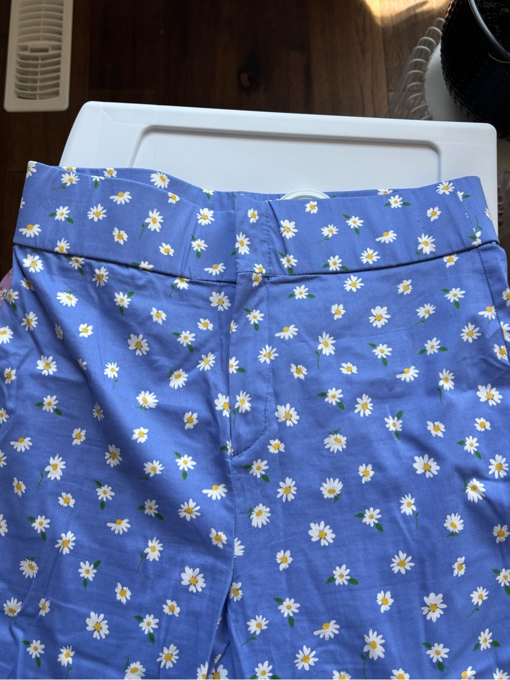 ZARA Blue Floral Slim Flare Cotton Pants NWOT - Picture 6 of 7